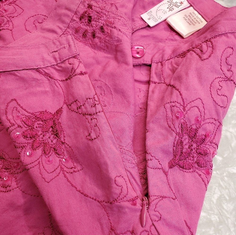 #071 Dolled Up Size Small by F.A.N.G. fuschia sequined skirt - Picture 10 of 16